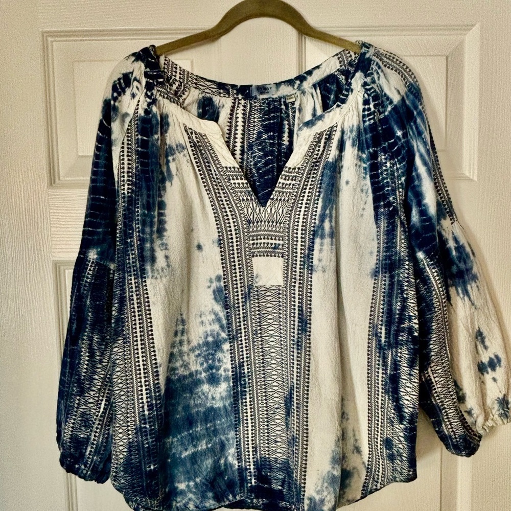 Dylan Embroidery & Tie Dye Indigo Tunic sz m